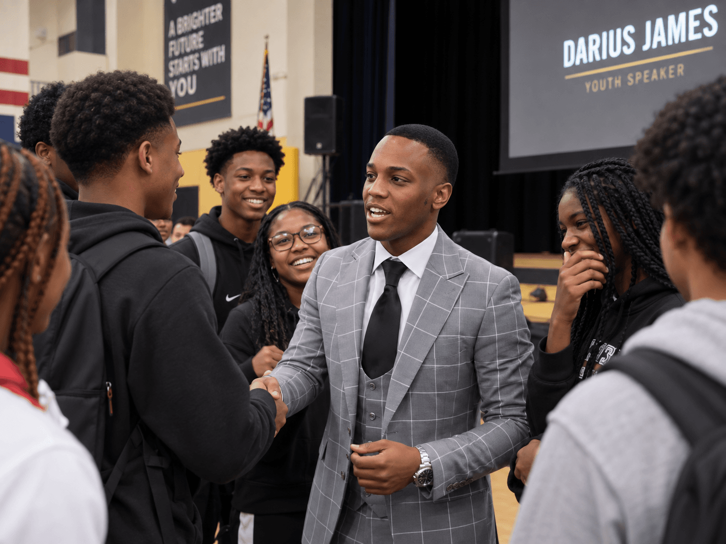 Darius James speaking to a crowd
